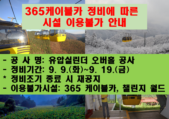 케이블카 이용불가 안내